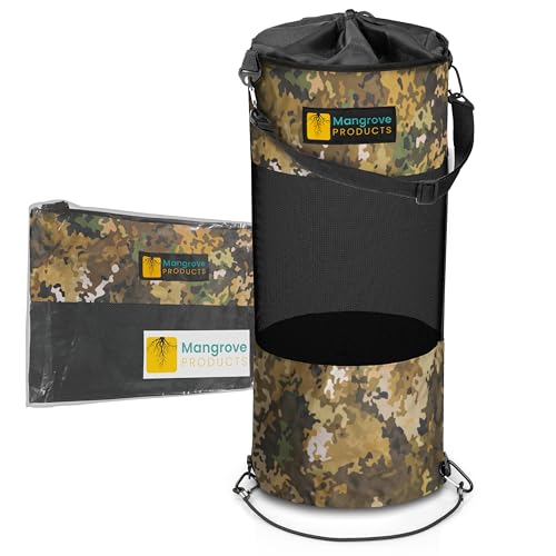 Mangrove Products: Portable Boat Trash Can, Reusable Trash Bag, Boating Equipment, Boat Storage, Boat Accessories Marine, Pontoon Boat Accessories, Fishing, Sandbar, RV, or Camping - color: Camo