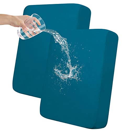 Easy-Going 100% Waterproof Chair Sofa Seat Cushion Slipcovers Couch Cushion Cover Stretch Furniture Protector for Kids, Pets (2-Piece Loveseat Cushion, Peacock Blue) - color: Peacock Blue, size: 2-piece loveseat cushion