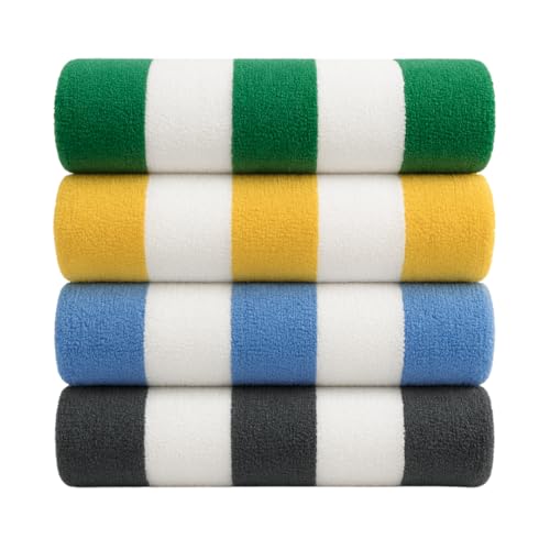 Cotton Turkish Beach Towel with Towels Oversized 30"x60" Pool Absorbent Extra Large Quick Dry Sand Travel Towel (Cabana Mix, 4 Pack) - color: Cabana Mix, size: 4 Pack