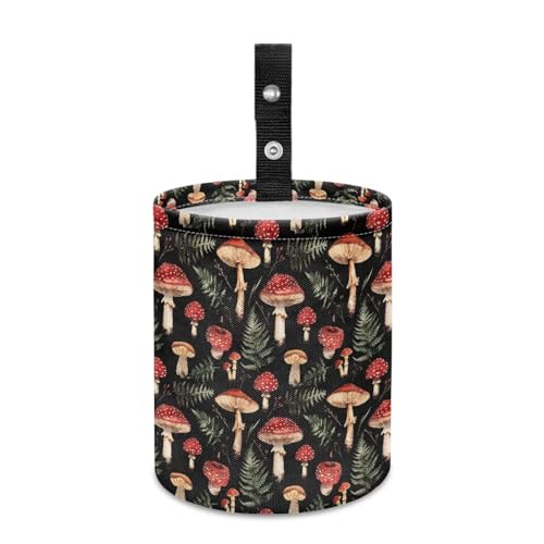 Renewold Waterproof Car Trash Can Garbage Can Trash Bin Car Trash Hanging Vehicles Boat Camping Picnic Storage Organizer Bag Red Mushroom Leaves Foldable Automotive Accessories Women Men Gift - color: Red Mushroom Leaves