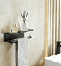 Black Paper Towel Holder Wall Mount with Thickened Shelf for Bathroom,Matte Black Adhesive Hand Towel Holder,Bathroom Kitchen RV - color: Black Thk
