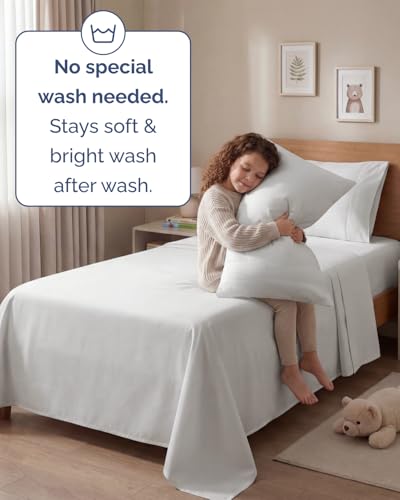 Twin 4 Piece Sheet Set - Comfy Breathable & Cooling - Ultra Soft Hotel Luxury Bedding Set w/ 8-16 Inch Deep Pockets - 1 Flat & 1 Fitted Sheet & 2 Pillowcases - Wrinkle Free & Easy Care - Antique White - color: 02 - Antique White, size: Twin