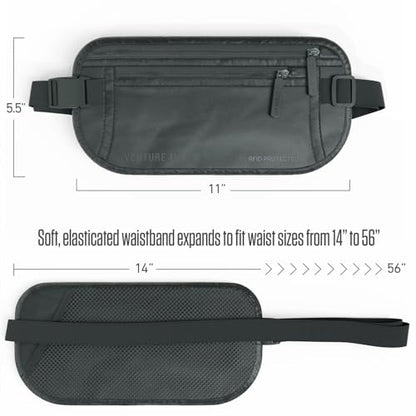 VENTURE 4TH Money Belt for Travel – Slim Hidden Under-Clothes RFID Blocking Anti-Theft Passport Holder & Travel Wallet Pouch for Men & Women to Protect Cash, Cards & Documents (Sleek Gray) - color: Sleek Gray