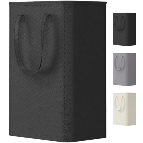 Lifewit Slim Laundry Hamper, Narrow Small Laundry Basket with Handle for Dirty Clothes, Collapsible Tall Thin Laundry Bin for Bathroom Bedroom Dorm College, 50L, Black - color: Black, size: 50L