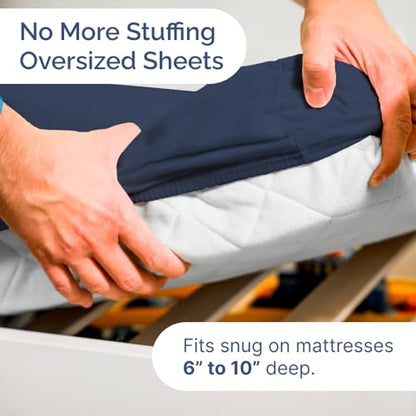 Cot Sheet Set 30” x 75” – 4 Piece Cot Size Narrow Twin Mattress Sheets – Ideal for Camper Bunk, RVs, Bunks, Day Care & Camping - Fits 6” to 10” Mattress, Ultra-Soft, Breathable & Cooling - Navy Blue - color: 24 - Navy Blue, size: Cot Sheets (30x75)