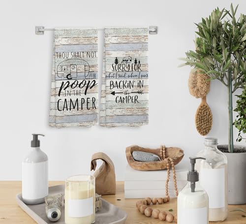 Thou Shalt not P in The Camper Kitchen Towels and Dishcloths Sets of 2,Campsite Cabin RV Drying Cloth Hand Towels Tea Towels for Bathroom Kitchen,Campers Camping Lovers Gifts,16×24 inches - color: Recreational Vehicle-4