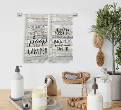 Thou Shalt not P in The Camper Kitchen Towels and Dishcloths Sets of 2,Campsite Cabin RV Drying Cloth Hand Towels Tea Towels for Bathroom Kitchen,Campers Camping Lovers Gifts,16×24 inches - color: Recreational Vehicle-4
