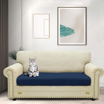ZNSAYOTX Stretch Cushion Covers Sofa Cushion Couch Seat Covers Slipcovers Soft Replacement Unique Pattern Furniture Protector with Elastic Bottom (Navy, 1 Pc 3-Seat Cushion Cover) - color: Navy Blue, size: 1 Cushion Sofa