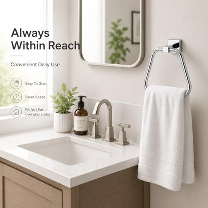 Chrome Towel Ring for Bathroom 2 Pack, Kitchen Bath Towel Holder Hangers Wall Mount Heavy Duty Stainless Steel - color: Chrome, size: 2 Pack