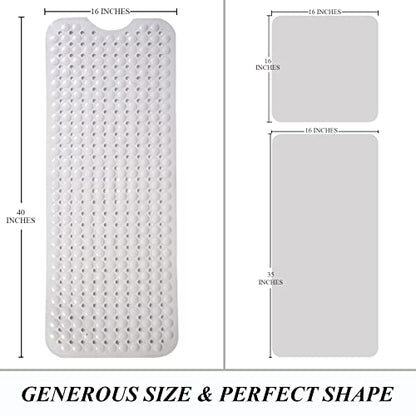 Sheepping Baby Bath Mat Non Slip Extra Long Bathtub Mat for Kids 40 X 16 Inch - Eco Friendly Bath Tub Mat with 310 Big Suction Cups,Machine Washable Shower Mat (Khaki) - color: Khaki