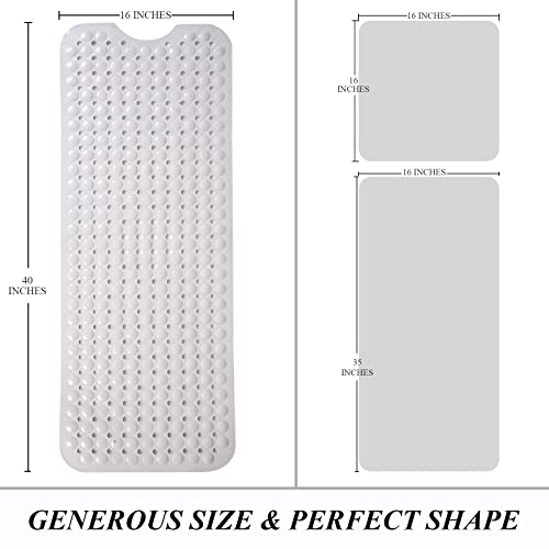 Sheepping Baby Bath Mat Non Slip Extra Long Bathtub Mat for Kids 40 X 16 Inch - Eco Friendly Bath Tub Mat with 310 Big Suction Cups,Machine Washable Shower Mat (Khaki) - color: Khaki