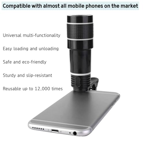 12X Long Focus Telephoto Phone Lens for iPhone and Android, Zoom Cellphone Camera Lens with Phone Clip for Picture Video Taking Long Distance Photography Travel - color: 12x