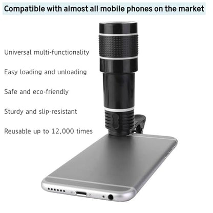 12X Long Focus Telephoto Phone Lens for iPhone and Android, Zoom Cellphone Camera Lens with Phone Clip for Picture Video Taking Long Distance Photography Travel - color: 12x