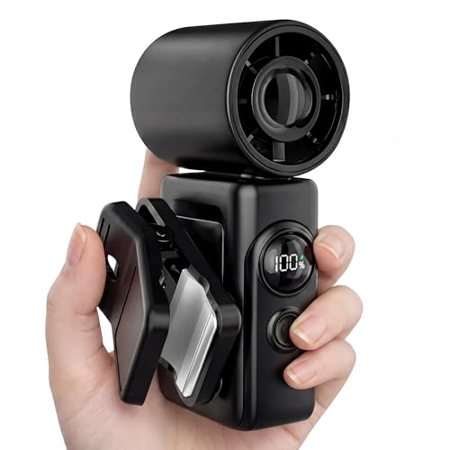 Portable Handheld Fan, Mini Clip On Fan with 4 Speeds, Type C Fast Charging, Power Display, Handheld & Clip-On Dual Mode, Lightweight 0.26lb Personal Fan for Travel, Office, Outdoor, Stroller, Black - color: Black