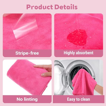 6 Pcs Multicolor Extra Large Microfiber Cleaning Cloth 30 x 20 Inch Reusable Thick Cleaning Towel Washable Solid Color Microfiber Towel for Home Office Window Cars Glass