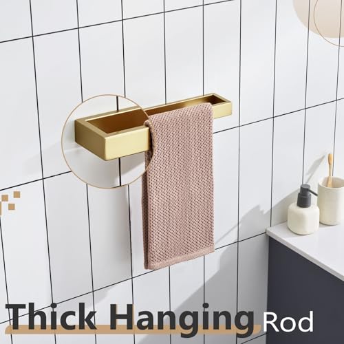 KOKOSIRI Towel Bar Brushed Gold Hand Towel Holder 12 Inch Kitchen Towel Hanger Rack Stainless Steel Bathroom Hardware Wall Mounted, 1 Pack B4008BG-L12 - color: Brushed Gold, size: 12-Inch