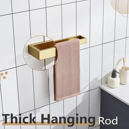 KOKOSIRI Towel Bar Brushed Gold Hand Towel Holder 12 Inch Kitchen Towel Hanger Rack Stainless Steel Bathroom Hardware Wall Mounted, 1 Pack B4008BG-L12 - color: Brushed Gold, size: 12-Inch