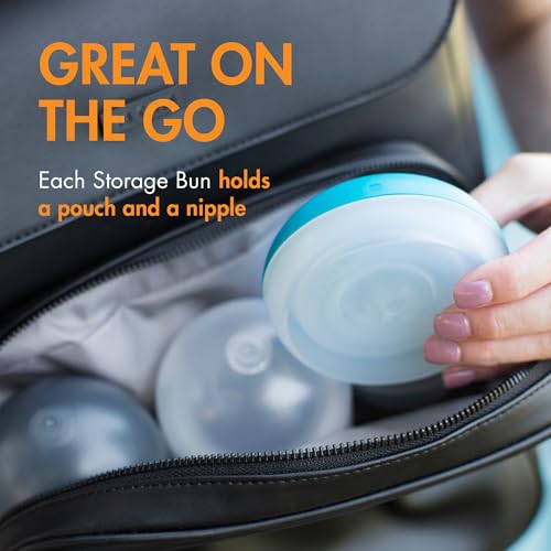 Boon Nursh Storage Buns - Holds Boon Nursh Bottle Pouches, Nipples, and Pacifiers - Bottle-Feeding Supplies - Blue and White - 3 Count - size: 3 Count (Pack of 1)