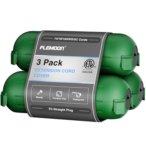 Flemoon [3 Pack] Outdoor Extension Cord Safety Cover, IPX4 Weatherproof Electrical Box to Protect Outdoor Outlet, Plug, Socket, Halloween, Christmas Holiday Decoration Light, Green - color: Green, size: Small Box: 5.3" L x 2" W x 2" H