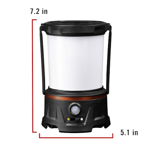COAST EAL40R 2500 Lumen Rechargeable Emergency Camping Lantern with Red Flashing Mode, Carabiner, Diffuser, Foldeable Handle, Moonglow™ Low Mode, Illuminated Power Button, USB-C Power Bank