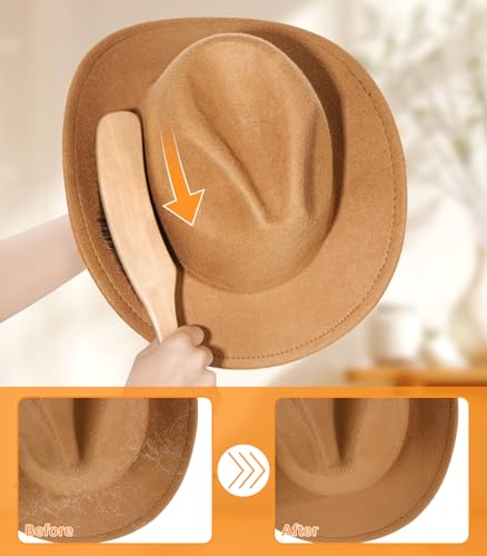 Cowboy Hat Brush, 100% Horsehair Brush for Cleaning, Lint Brush Removes Dust, Pet Hair, Cleaning Kit for Suede, Felt Hats, Wool Coats, Suits, Clothes, Shoes, Furniture, Wood Handle with Storage Bag - size: 1 Pack