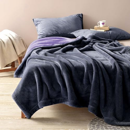 YISURE Reversible Bed Throw Blanket Water Proof and Stain-Proof, Queen Size 80"x60" (Grey/Violet), Leakproof, Soft Repellant Bed Cover for Couches Sofa and Mattress, Washable and Reusable - color: Grey/Violet, size: 80x60 in