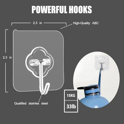 20 Pack Heavy Duty Self Adhesive Hooks -Transparent, Waterproof, Sticky Wall Hooks for Keys, Bathroom, Outdoor, Kitchen, Door, Home Improvement, Utility - color: 20 Pack-Transparent