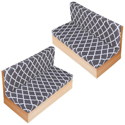 RV Dinette Cushion Covers Set of 2, Printed Camper Cushion Slipcovers, Washable Anti Slip Stretch Fabric (Gray and White) - color: Grey, size: 2 Bench Cover & 2 Backrest Cover
