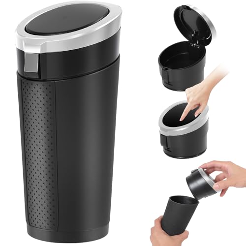 Keria Car Trash Can Bin with Lid - Mini Car Garbage Can Cup Holder-Small Leakproof Vehicle Trash Garbage Can Bin-Automotive Car Organizers and Storage for Back Seat SUV Vechile Accessories (Sliver) - color: Sliver