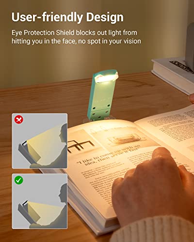 DEWENWILS USB Rechargeable Book Light for Reading in Bed, LED Book Reading Lights with Clip, Perfect for Bookworms, Kids, Warm White, Brightness Adjustable (Blue) - color: Blue