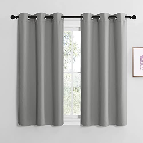 NICETOWN Thermal Insulated Grommet Blackout Curtains, Kids Window Drape Panel for Nursery, Privacy Short Curtains (Silver Grey, 2 Panels, W42 x L50 -Inch) - color: Silver Grey, size: 42"W x 50"L (Pack of 2)