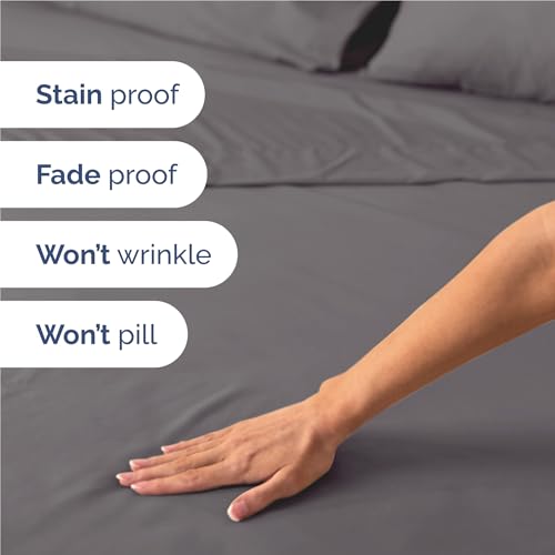 Full 6 Piece Sheet Set - Comfy Breathable & Cooling - Ultra-Soft Hotel Luxury Bedding Set with 8-16 Inch Deep Pockets - 1 Flat & 1 Fitted Sheet & 4 Pillowcases - Wrinkle Free & Easy Care - Dark Grey - color: 06 - Dark Grey, size: Full