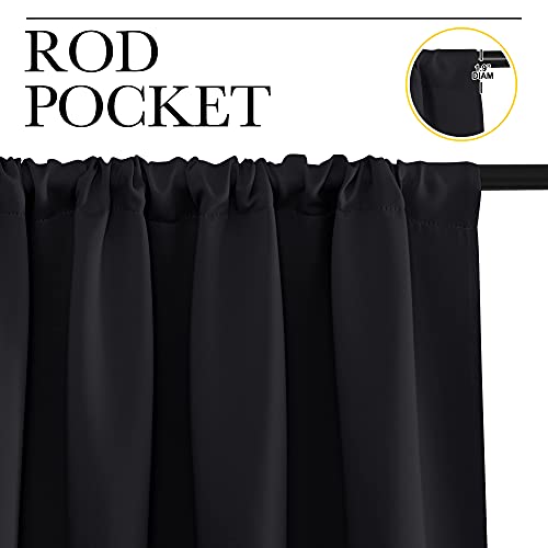 NICETOWN Black Blackout Curtain Blinds - Solid Thermal Insulated Window Treatment Blackout Drapes/Draperies for Bedroom (2 Panels, 42 inches Wide by 63 inches Long, Black) - color: Black, size: 42"W x 63"L (Pack of 2)
