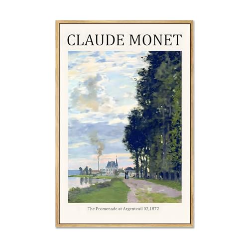 Zzudis Framed Canvas Wall Art Prints,The Promenade at Argenteuil Wall Decoration, Nature Landscape Canvas Prints,or Home,Kitchen-12''x16''In Natural Framed - color: D1, size: 16"L x 12"W