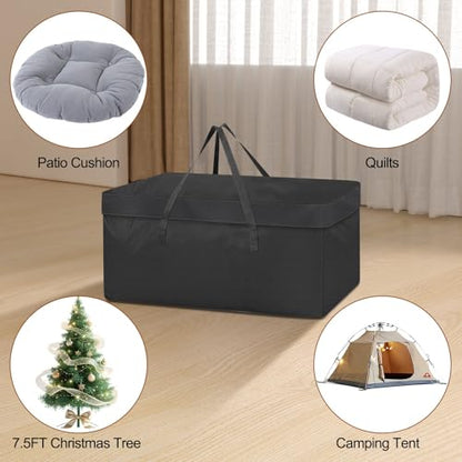 Demao Extra Large Outdoor Cushion Storage Bags,Heavy Duty Patio Waterproof Furniture Cushion Cover with Handles&Zipper,All-Season Protection for Chair, Swing, Bench Cushions-51"Lx15.8"Wx21.7"H (Black)
