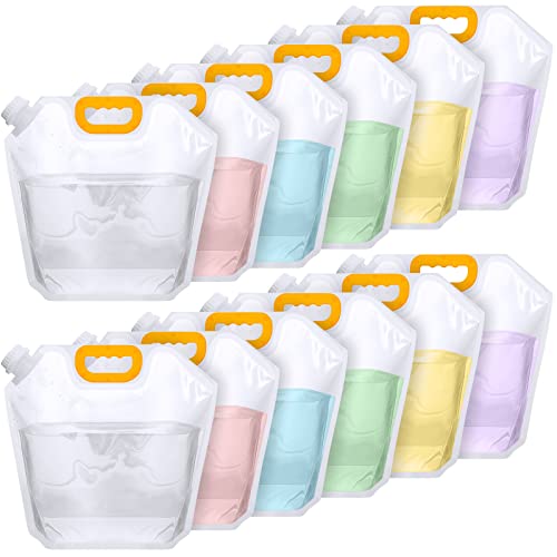 Tessco for you 12 Pack 1.3 Gallon Collapsible Water Storage Bag, Camping Water Jug, Portable Plastic Flask, Freezable Carrier Pouch, Foldable Bottle for Outdoor Hiking Emergency Prep (Clear) - color: Clear