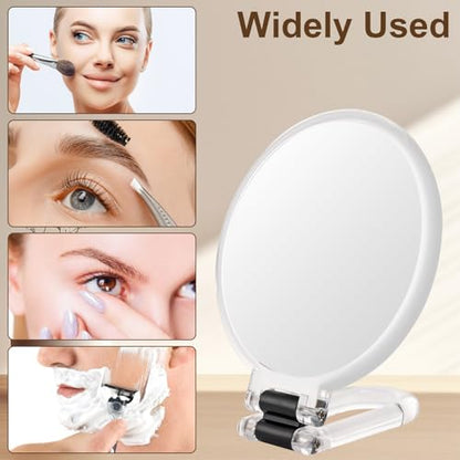 BOOMIBOO 1X/10X Magnifying Handheld Mirror Double Sided, Foldable Travel Makeup Mirror, Adjustable Rotation Pedestal Hand/Hanging/Desk Vanity Mirror-Clear - color: Clear