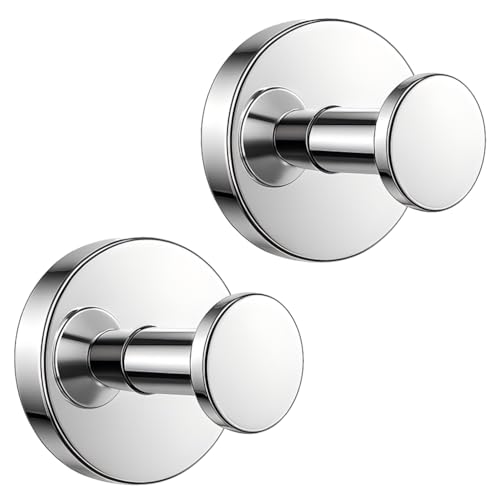 BKV Suction Cup Hooks for Glass Window,Removable Shower Hooks for Inside Shower,Metal Towel Hooks for Bathrooms,2 Pack(Mirror) - color: Mirror, size: 2 Pack