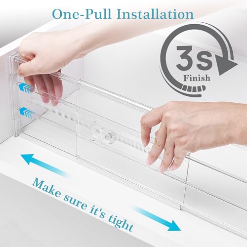 Vtopmart 4 Pack 6" Tall Upgrade Drawer Dividers for Big and Deep Drawer, 12.8"-22.3" Adjustable Expandable Dresser Drawer Organizer, Clear Plastic Separators for Dresser, Baby Supplies, Kitchenware - size: Tall-6" without Inserts
