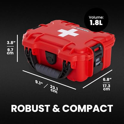 NANUK 903 Waterproof First Aid Box Empty with Lid Organizer & Dividers – Durable Medical First Aid Organizer Case, IP67-Rated, Dustproof, Impact-Resistant, Floats (9.1” x 6.8” x 3.8”) – Red - size: 903 Empty – w/ Organizers