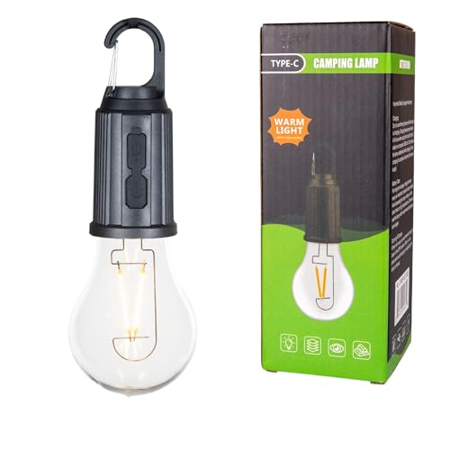 1 Pack Rechargeable Camping Lights, Hanging LED Tent Bulbs with Hook, 3 Lighting Modes Portable Lanterns for Camping, Hiking, Backpacking & Emergency Outages (Black) - color: Camp Light, Globe, size: Single