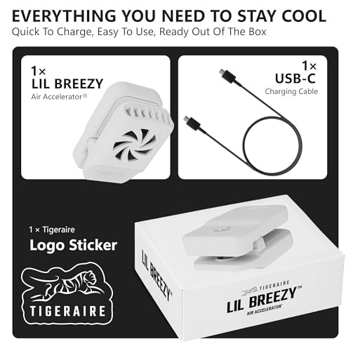 Tigeraire Lil Breezy Clip-On Hat Fan for Kids | 8 MPH Airflow, 6H Runtime, Rechargeable, Face and Head Cooling, Mini Personal Portable - color: White