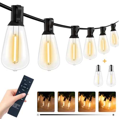 litogo 120ft Patio Lights Outdoor Waterproof, LED Outdoor String Lights with Shatterproof Edison Bulbs, Dimmable Outside Hanging Light with Timer for Bistro Cafe Tent Yard Garden Porch - color: Warm White, size: 120FT(Remote)