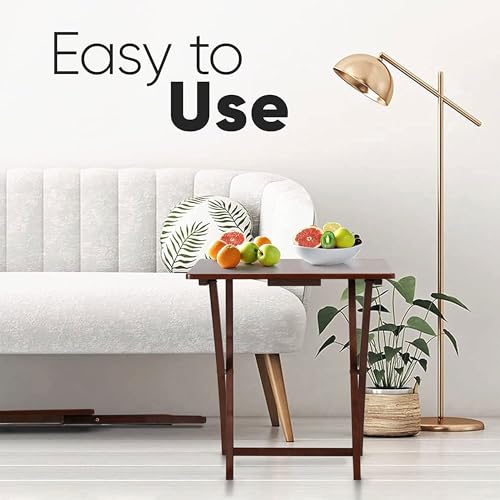 PJ Wood 2-Pack Folding TV Tray & Table, Multifunctional Foldable Set for Eating, Honey Oak - color: Honey Oak, size: 2-Piece Set