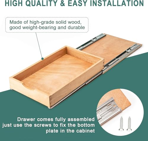 Pull Out Drawers for Kitchen Cabinets, Fully Assembled Wood Cabinet Pull Out Drawer, Pull Out Cabinet Organizer, Fast and Easy DIY Installation, 25”W x 21”D - size: 25”w X 21”d