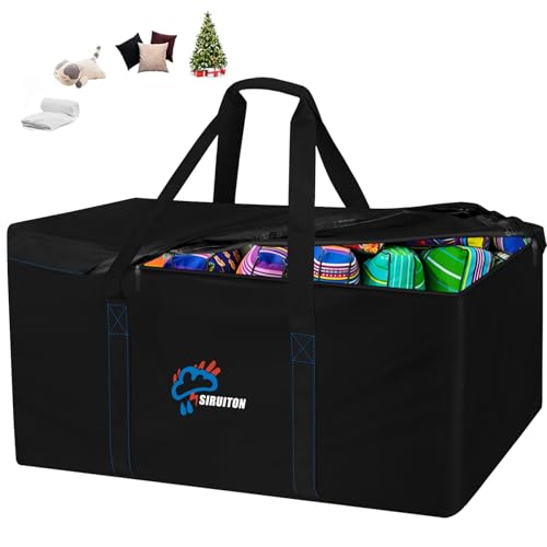 SIRUITON 70”L x 21.7”W x 21.7”H Outdoor Cushion Storage Bag,Patio Furniture Cushion Storage Bag,Heavy Duty Rip Proof 600D Oxford,with Handle and Zipper of Waterproof Garden Cushion Storage Covers - color: Black, size: 70x21.7x21.7in