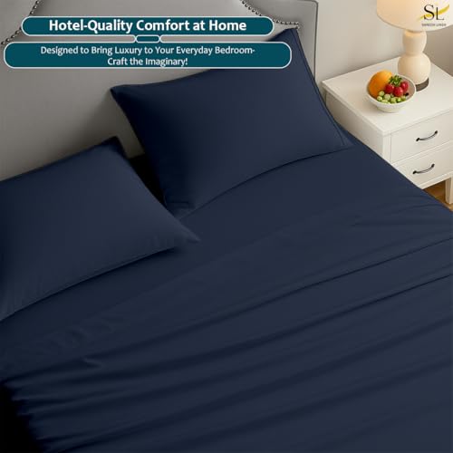 Twin Sheet Set - 4 Piece Ultra Soft Brushed Microfiber Bed Sheets - 15" Deep Pockets, Wrinkle-Free & Breathable for a Secure Fit Sheets & Pillowcases (Twin, Navy Blue) - color: Navy Blue, size: Twin