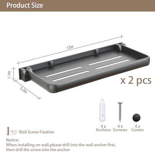 RV Aluminum Foldabling Shelf-Hidden,Small Folding Wall Shelves for Bathroom,VR,Campers,Kitchen.90°Folding Shelves for Room Wall,Waterproof and Space-Saving Foldable Shelf for Bathroom (2)