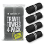 VENTURE 4TH - 4pcs Quick Dry Towels. Microfiber Travel Towels. Lightweight & Fast Drying Travel Towels for Body. Compact & Easy to Pack - 4 Pack Black Large - color: 4-pack Black, size: 60.00" x 31.50"