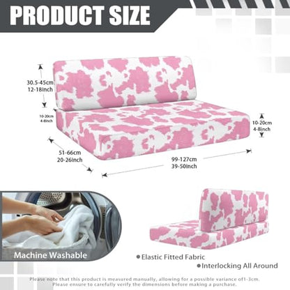 Pink RV Dinette Cushion Covers Cow Print Stretch Camper Cushion Cover Booth Seats Replacement RV Cushion Covers Washable Sofa Furniture Protector - color: Pink Cow Print